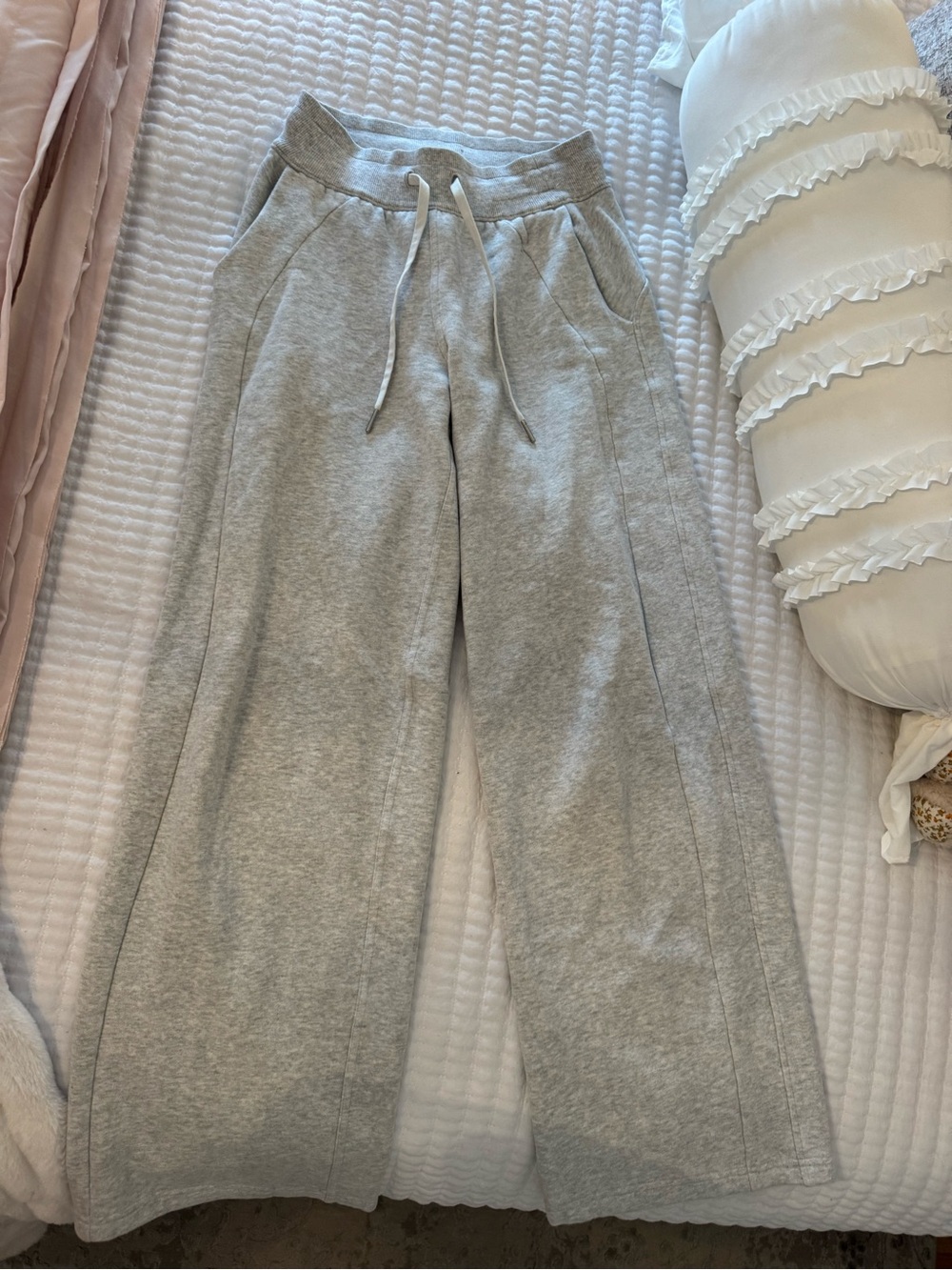 lululemon athletica Light Gray Wide-Leg Sweatpants with Drawstring